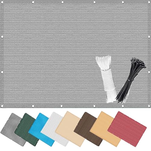Sichtschutz Balkonabdeckung 0.65 x 3 m, Windfest, Wetterbeständiges Und Pflegeleichtes, Schnelltrocknend, Balkonfächer Balkon Sichtschutz, mit Kabelbinder, für Balkon, Grau