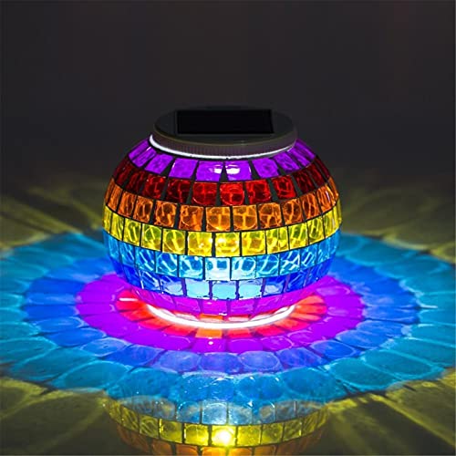Mosaic Boule En Verre LumièRe Solaire Jardin Lampe De Bureau, à Changement De Couleur Solaire Night Lights, Lampe De Lampes De Table Rechargeable éTanche...