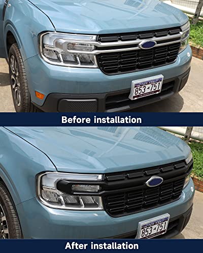 Image of TOYCIDFG Car Front Grille Cover Trim Strips Compatible with Ford Maverick 2022 2023 2024 Truck Grille Trim Strips Cover Frame Car Decoration Accessories (Matte Black)