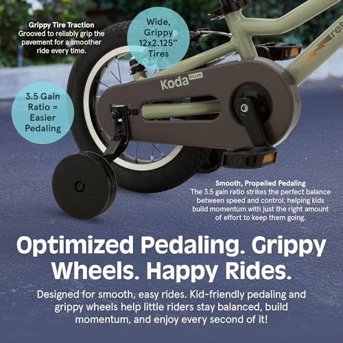 Image of Retrospec Koda Plus Kids Bike for Boys & Girls Ages 2-3 Years - 12 inch Children's Bicycle, Adjustable Seat & Handlebars, Removable Training Wheels, Front Hand Brakes, Rear Coaster Brake & Safety Bell
