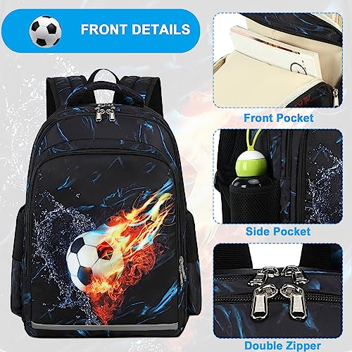 LEDAOU Kids Preschool Backpack Boys Kindergarten BookBag Elementary Waterproof School Bag 7 Pockets with Chest Strap (Soccer)3
