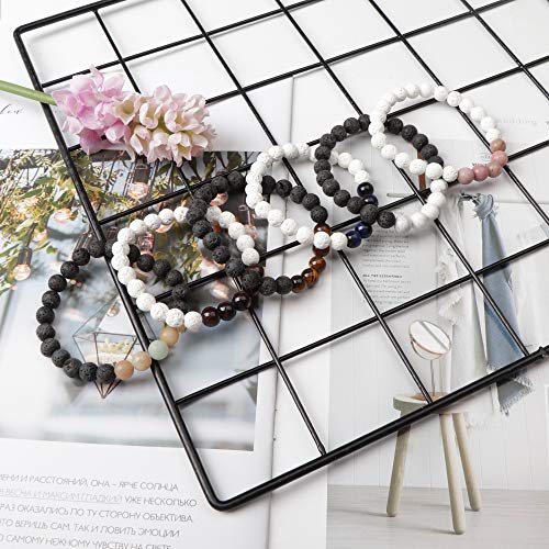 Loyallook 8-12Pcs Lava Rock Stone Bracelet For Women Men Oil Diffuser Bracelet Gemstone Bead Natural Stone Stretch Yoga Bracelets #TOP2