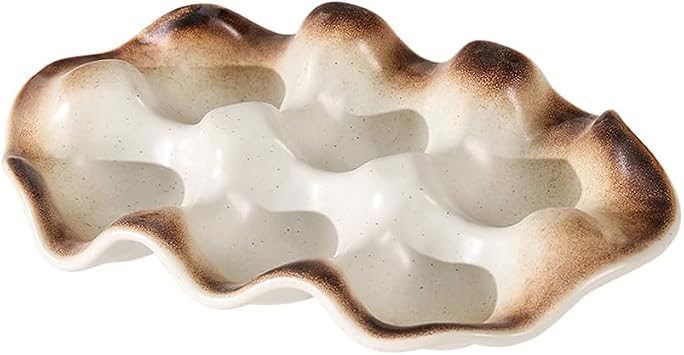 ARFUKA White Ceramic Egg Basket Egg Tray for Refrigerator and Countertop Egg Container Eggs Keeper Storage Organizer