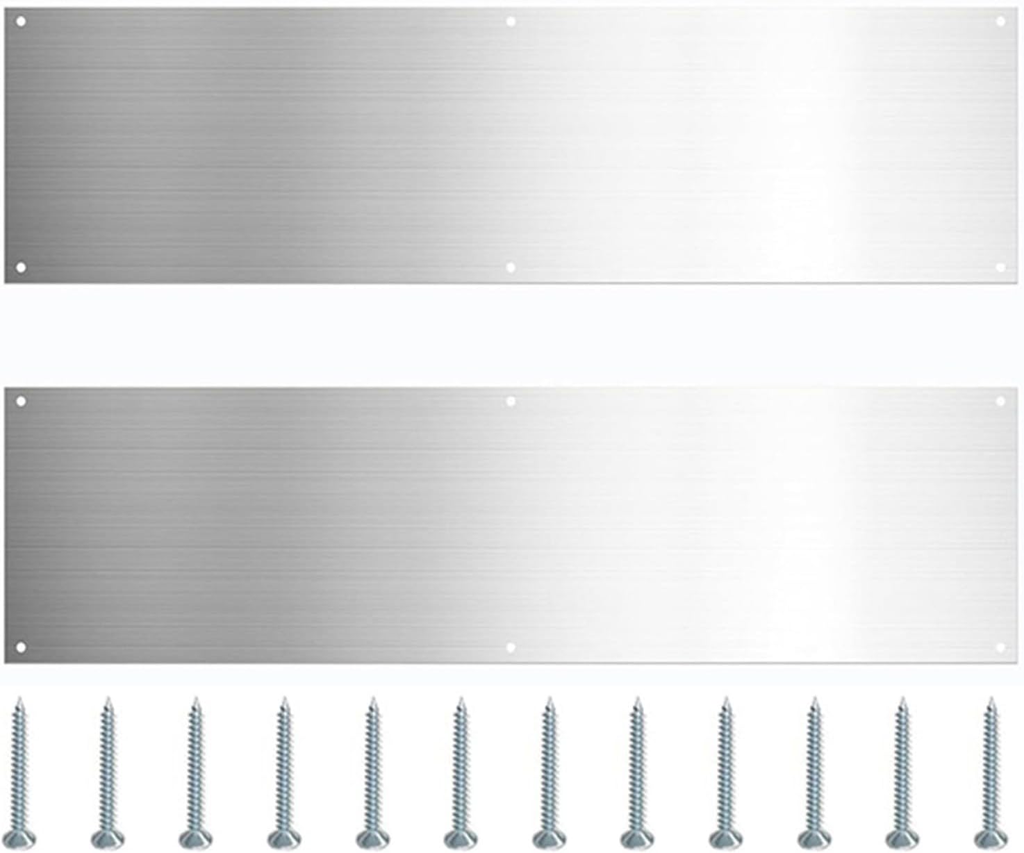 Steel Door Kick 2 Pack, Scuff Swing Doors, Scratch Protector with Screws, Silver Finish Home and Apartment Entryways