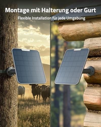 CAMOVUE Solarpanel SP-10 für Wildkamera, Kompatibel Reolink Kameras, 6W Schnellladung für Nonstop-Stromversorgung, geeignet für den Außenbereich, Flexible Installation, IP65 Wetterfest