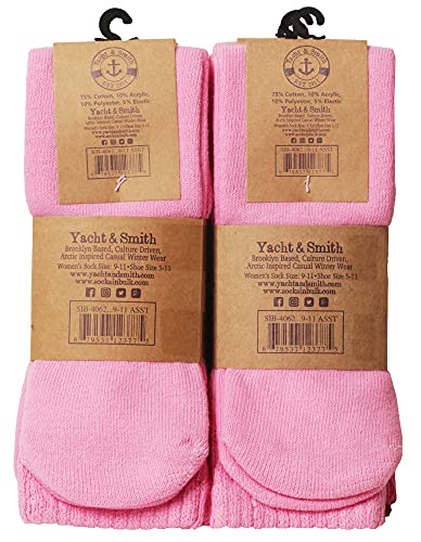 Yacht & Smith Pink Ribbon Breast Cancer Awareness Ankle/Crew Socks For Women (6 Pairs Solid Pink, 9-11) #TOP5