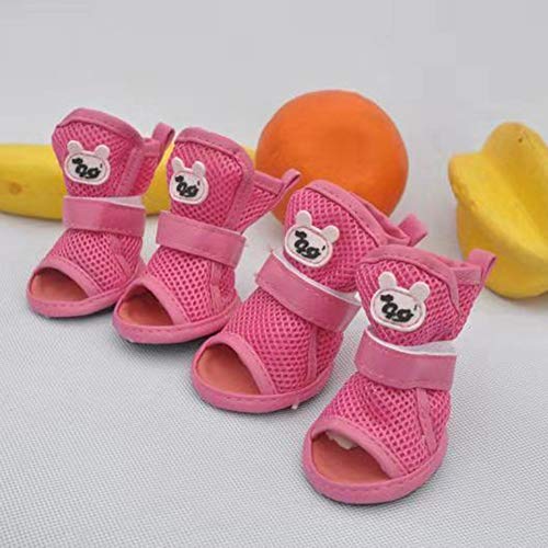 Floralby 4Pcs Fashion Summer Soft Breathable Anti-Skid Pet Shoes Sandals Dog Puppy Boots - Blue 1# #TOP5