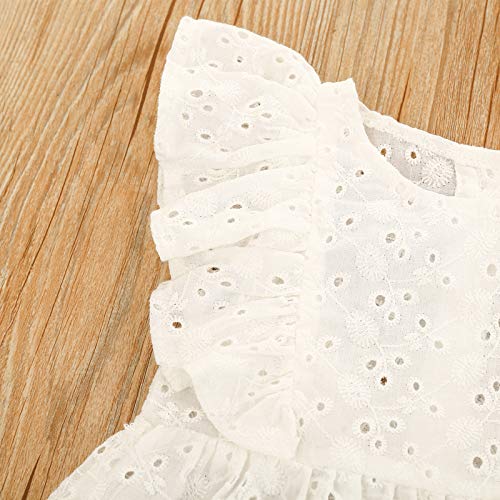 Mubineo Toddler Baby Girl Summer Ruffle Sleeveless Lace Tops Bloomers Shorts Clothes Outfits (White, 6-12 Months) #TOP5