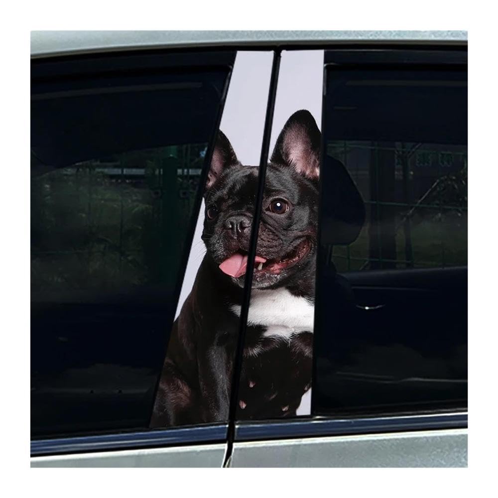 Decorative Items 2PCS Car B Pillar Protective Film Decoration French Bulldog Car Center Pillar Sticker(E)
