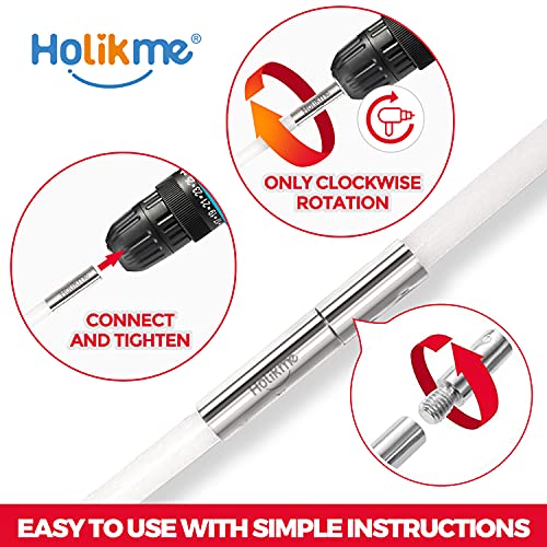 Holikme 30 Feet Dryer Vent Cleaning Brush, Lint Remover,Fireplace Chimney Brushes, Extends Up to 30 Feet, Synthetic Brush Head, Use with or Without a Power Drill