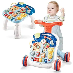 Baby Learning Walker Sit to Stand Baby Push Walker Early Education Activity Center with Wheels for Baby Girls Boys