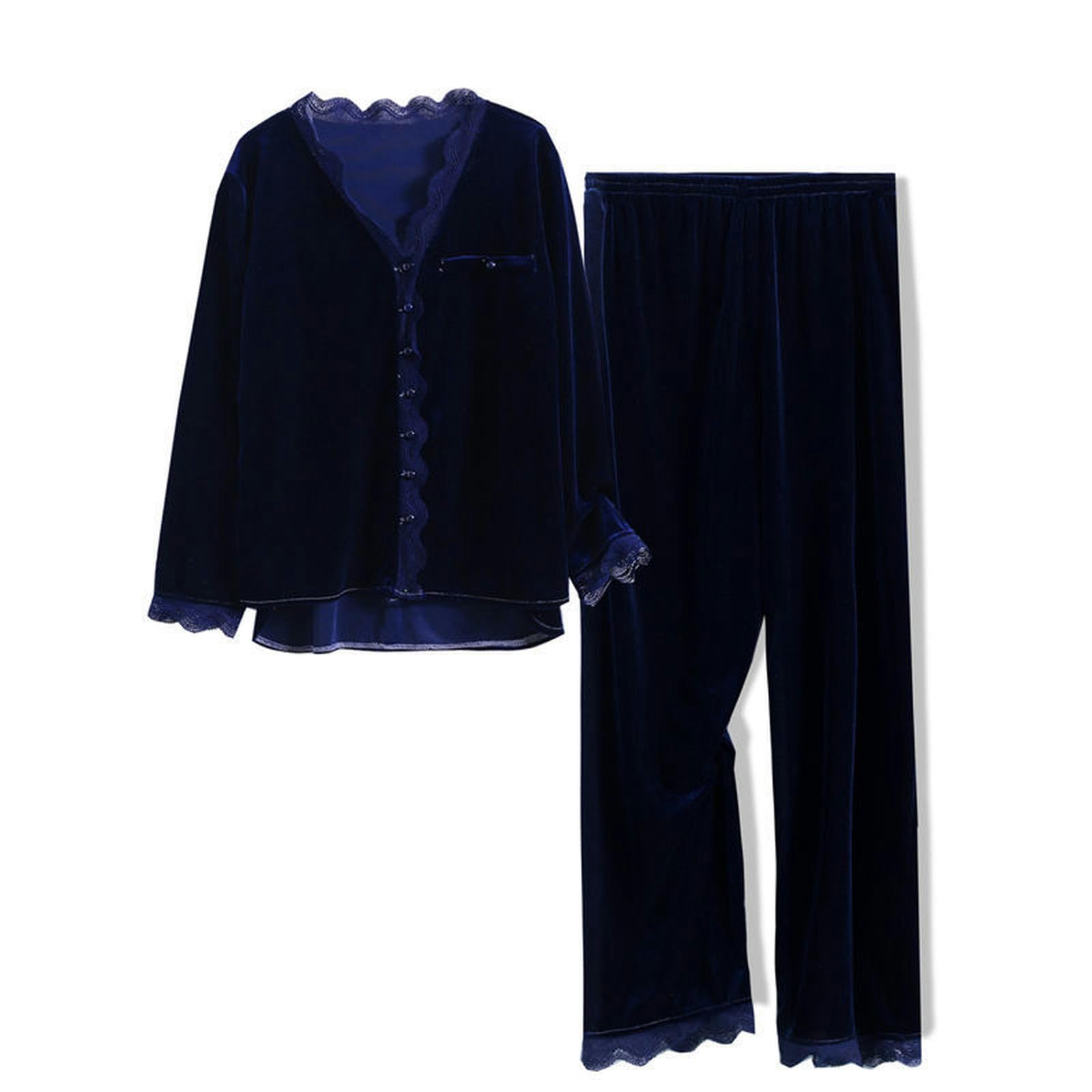 NOGRAX Pigiama Pigiami da Donna Set con Pantaloni Pigiama Caldo in Velluto Abito da Casa Grande Conjuntos De Mujer
