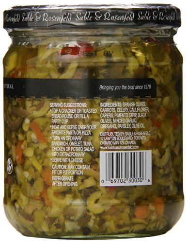 Mediterranean Olive Bruschetta - Gluten-Free Green Olive Sandwich Spread with Olive Oil for Muffuletta, Sandwiches, Dips, Crackers, Salads, & Appetizers, Kosher - Sable & Rosenfeld - 16 Oz (Pack 1) - Thumbnail 4