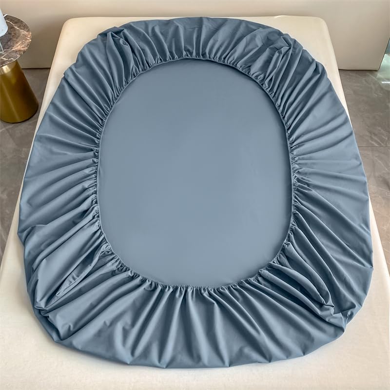 Sábana Bajera Ajustable de algodón Macizo, cómoda y Suave con Banda elástica, Protector de colchón, tamaño Individual, Doble, tamaño Queen King (I 150 x 190 x 25 cm)