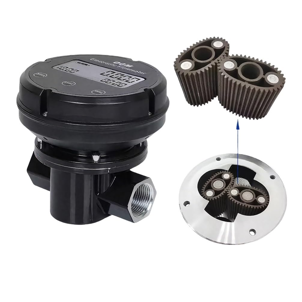 Water Flow Meter, OGM Digital Oval Gear Flow Meter 1inch High Precision Electronic Fuel dieselfuelfuel Gasoline Flowmeter Kerose DN25 Water Meter Sensor(PPS Plastic)