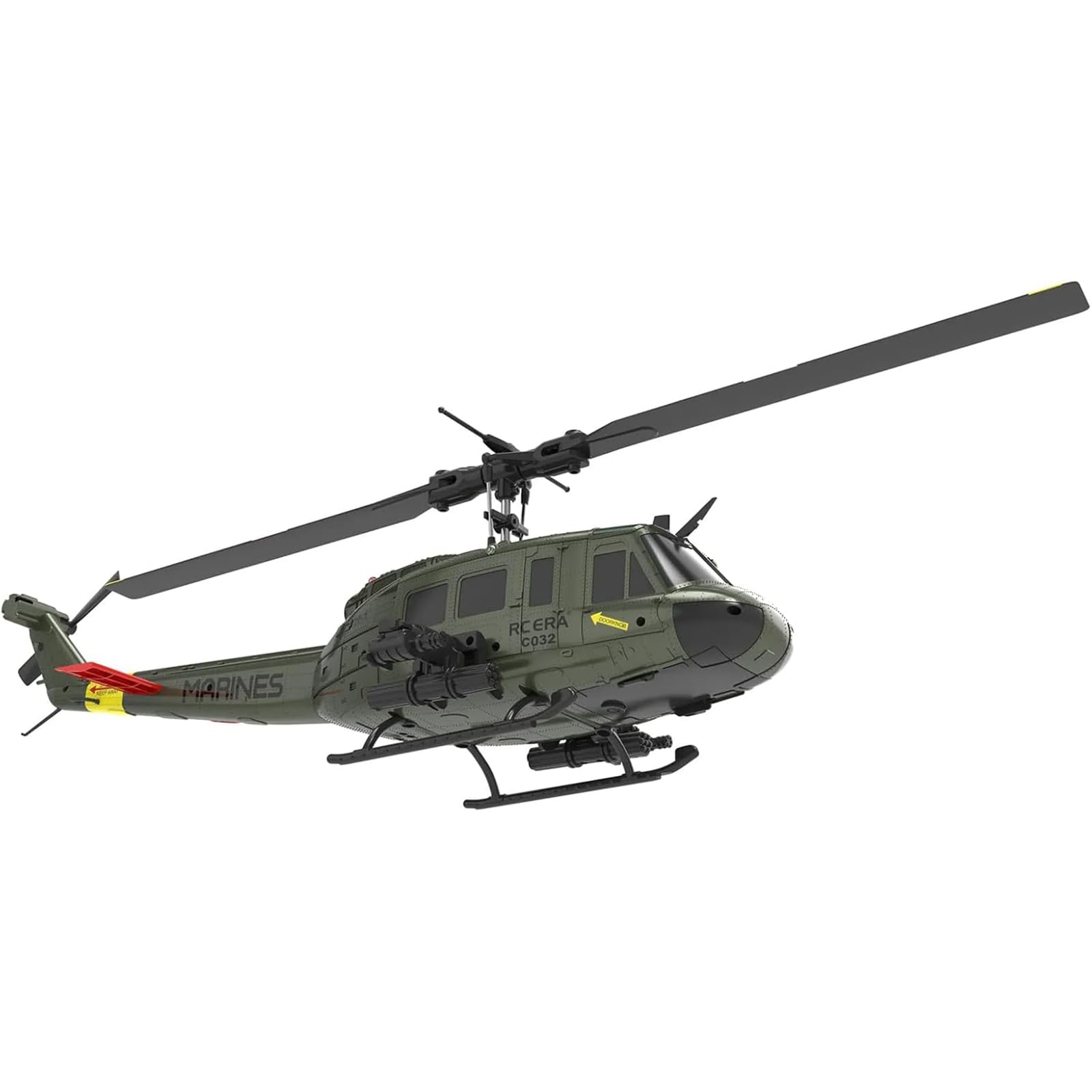 C032 Helikopter RC dla dorosłych, UH-1 6CH Wojskowy helikopter RC ze stabilizacją żyroskopową, prezent dla entuzjastów wojskowości,Green,2 Battery