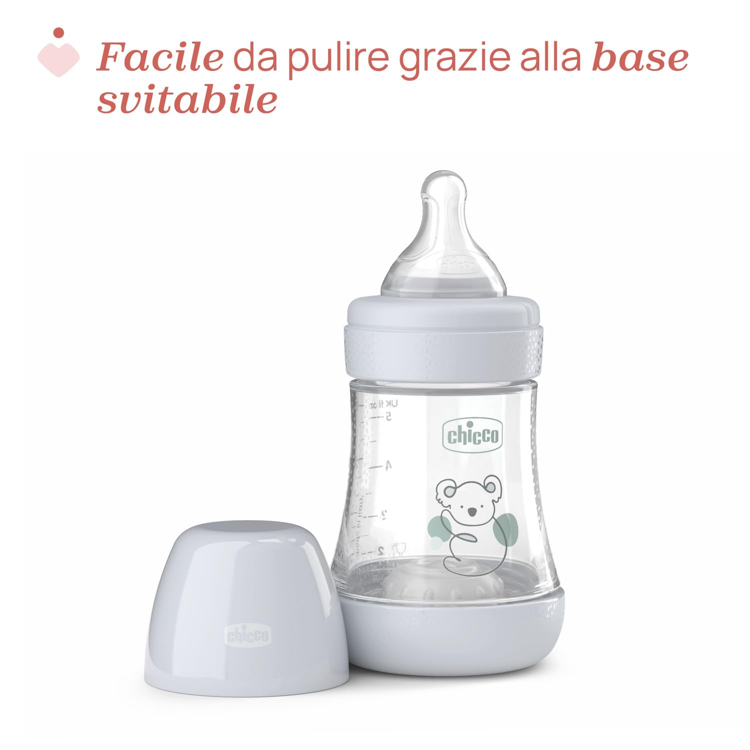 Chicco PERFECT 5, Doppio Biberon Anticolica da 150 ml, Biberon Flusso Lento da 0 Mesi + con Tettarella in Morbido Silicone, Biberon simil seno materno, Biberon anticolica per allattamento misto