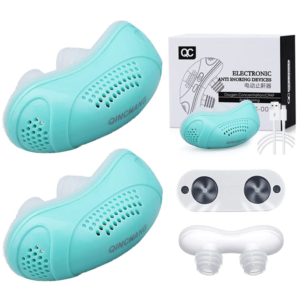 Anti Snoring Devices, Mini Sleep Aid, Effective Snore Solution, Wind Speed Double Eddy Current Anti Snoring Sleep Aid Device (2PC Green)