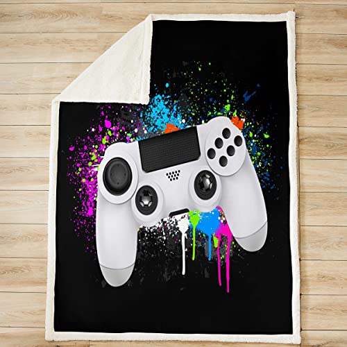 Tbrand Kids Gamepad Fleece Blanket Gamer Plush Throw Blanket 50"x60" White Black Tie Dye Fuzzy Blanket, Sxs0279mtlyp5, Single( 50"x60") - Image 2