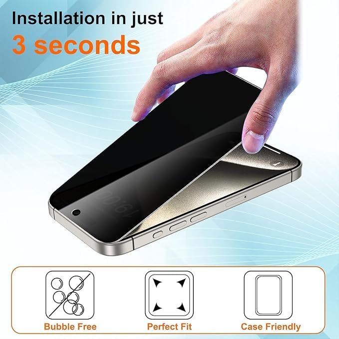 Image of Tempered Glass Screen Protector (For iPhone 15 Pro Max (Privacy))