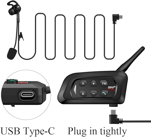 Miniatura 3 de MIMIRACLE Auriculares de árbitro para 4 personas, tipo C oreja derecha, sistema de comunicación de árbitro profesional con brazaletes para