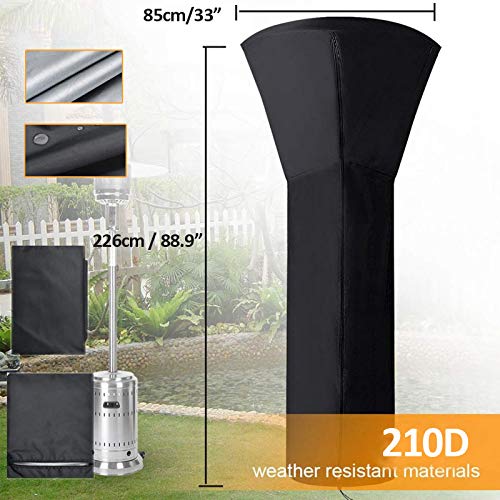 Patio Heater Covers Waterproof with Zipper Black-24 Months of use H89xD33x19