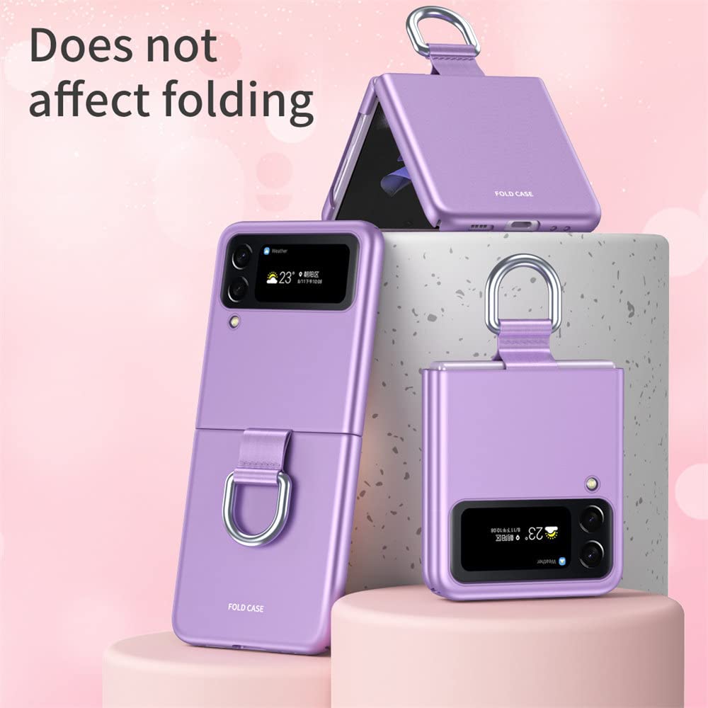 para Samsung Z Flip 5 4 Funda para teléfono con cordón de Seda con Anillo Plegable de Moda para Samsung Galaxy Z Flip 3 4 5 Funda Protectora a Prueba de Golpes, Negro, para Z Flip 3