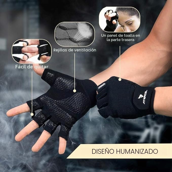 ATERCEL Guantes Gimnasio, para Hombre y Mujer, los Mejores Guantes Gym para Levantamiento de Pesas, Ciclismo, Gimnasio, Entrenamiento, Transpirable y Ajustado - Imagen 3