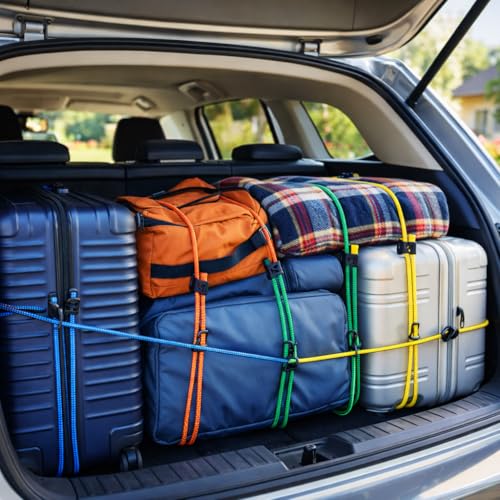 10er Expander mit Haken - Extra Starke Spanngummis - Gepäckspanner zur Befestigung - Spanngurte zur Ladungssicherung bei Transport - Autozubehör