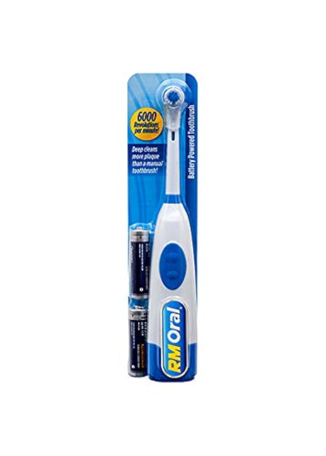 Battery Powered Toothbrush with Batteries, White