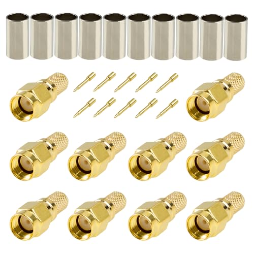 Pack de 10 conectores SMA macho para cable coaxial miniatura 1