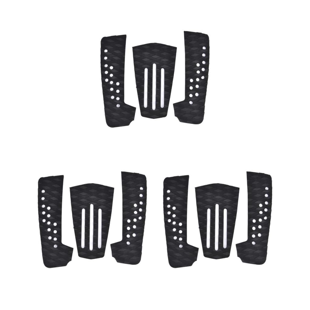 3 Set 3 Stück Surfboard Traktionspad Stomp Pad Surfbrett rutschfeste EVA Schwanzmatte Fußgriff Surfen Zubehör 3 Streifen schwarz 3 Linien