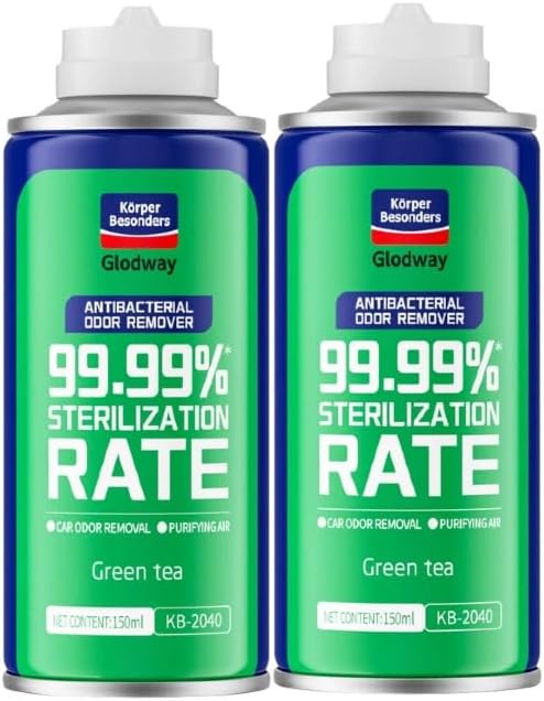 Glodway Refrescador de aire, eliminador de olores, eliminador de olores, aroma duradero a té verde para el hogar, sofá, colchón, muebles, baño, telas y basura, 6 onzas, paquete de 2
