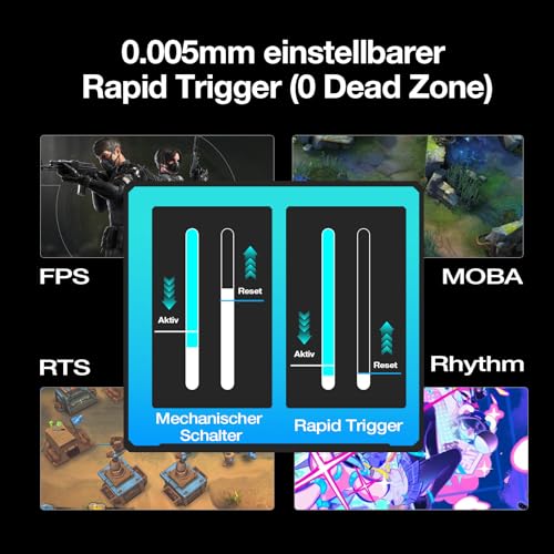 GK GAMAKAY TK75HE V2 75% Rapid Trigger Kabelloses Gaming Tastatur QWERTZ (ISO-DE Layout) mit TFT Bildschirm, BT/2.4GHz/USB-C 8KHz 0,005mm RT, Hall Effekt Magnetschalter Tastatur (Magnetic Phoenix) – Bild 6