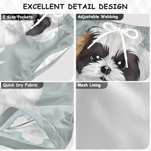 Pigsaly Boys Swim Trunks Cute Shih Tzu Puppy Dog Boys Board Shorts Swimsuit Swimwear Summer Bathing Suit 2T Multicolor3