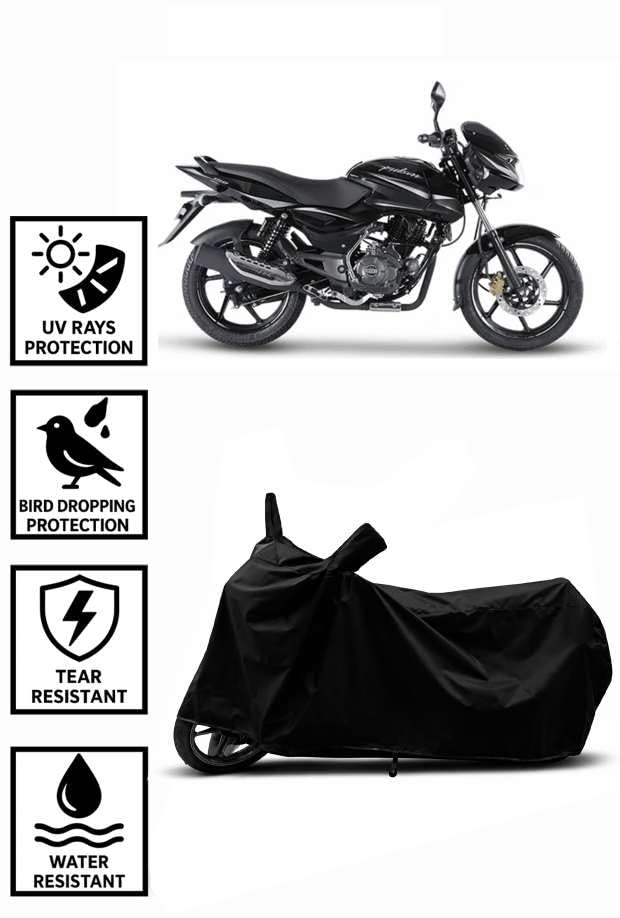 Image of Heavy Duty Waterproof Scooty & Bike Cover for Bajaj Pulsar 150 - UV Resistant, Dustproof & Rain Protection, All-Weather Outdoor Cover for Bikes & Scooty with Buckle Straps