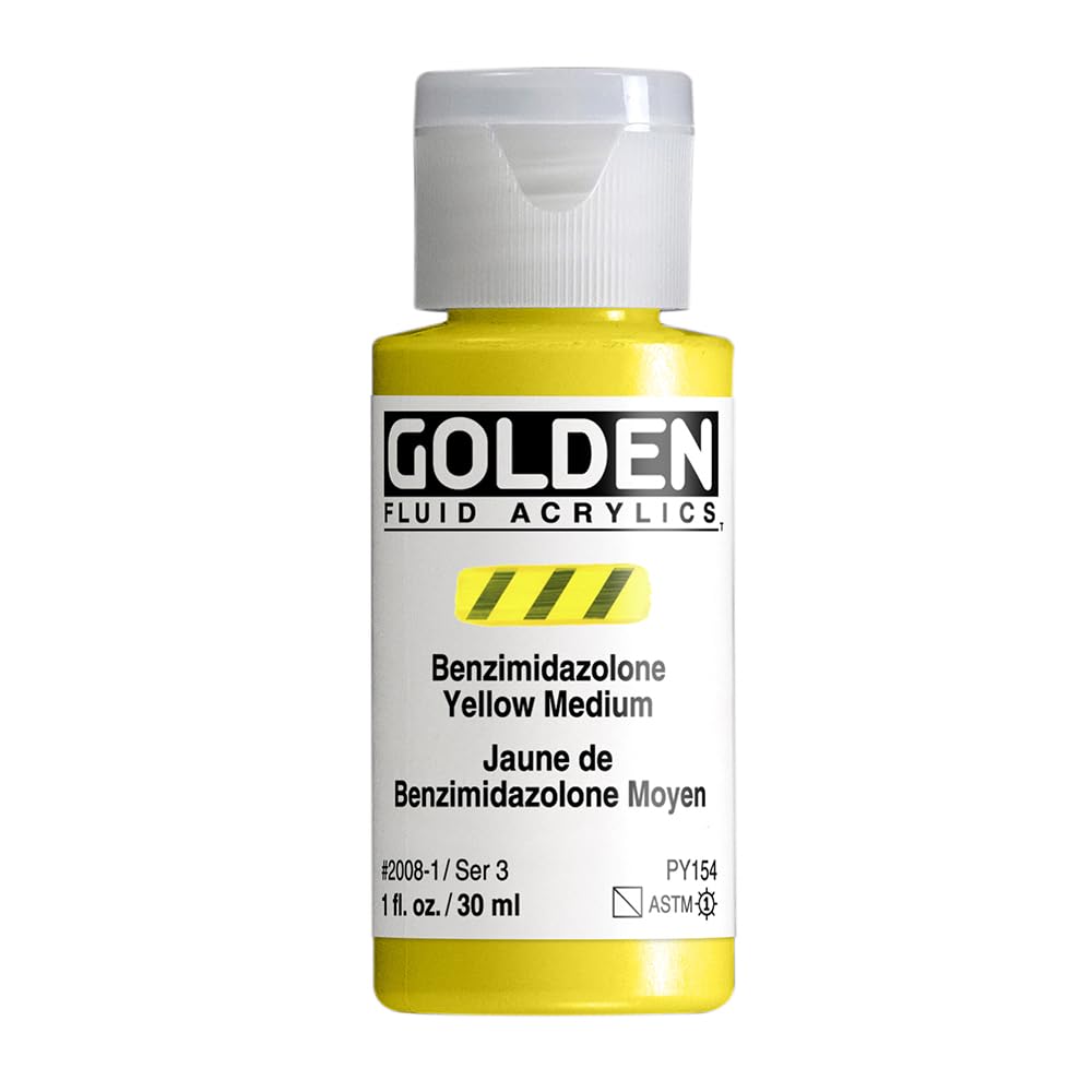 Golden Fluid Acrylic, 1 Ounce Bottle, Benzimidazolone Yellow Medium (2008-1)