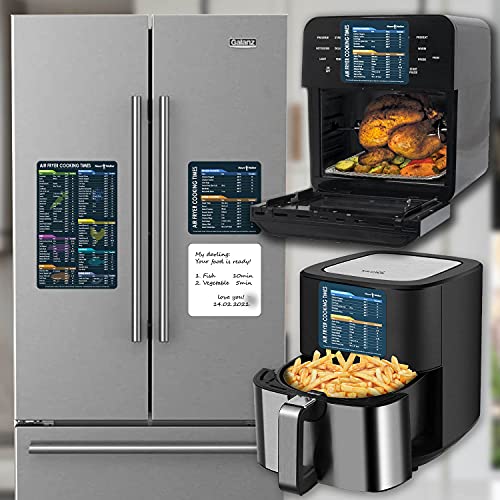 Mount Walker Air Fryer Magnetic Cheat Sheet Set (1 Set Of 3 Pcs) - Air Fryer Accessories Cook Times Chart, Air Fryer Cookbook Recipe Cards, Kitchen Accessories With Dry Erase Fridge Whiteboard, Black #TOP6