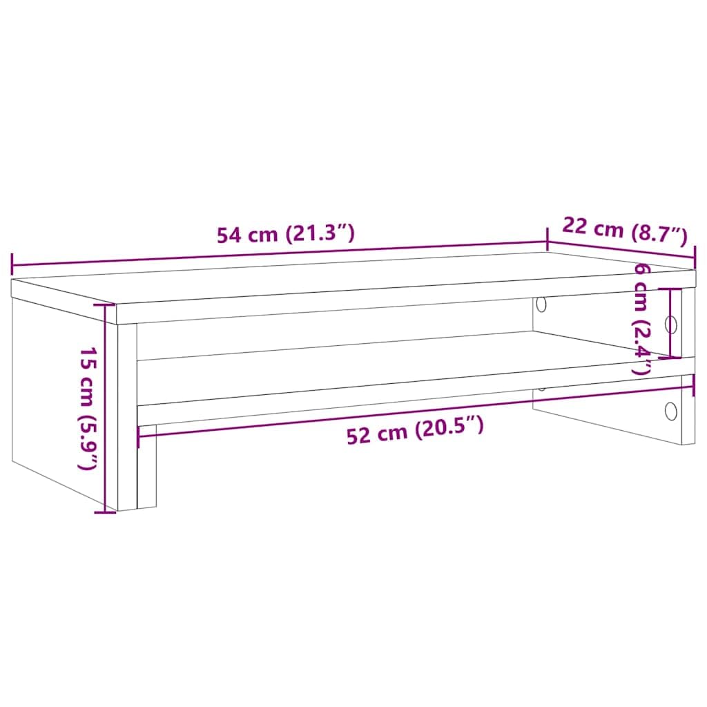 Mangloder Monitorständer Grau Sonoma 54x22x15 cm Holzwerkstoff mit Stauraum für Arbeitsplatz Ergonomie und Kabelmanagement für Homeoffice und Büro