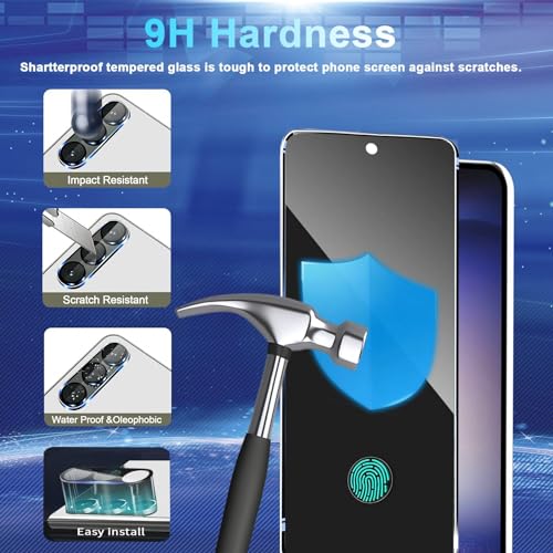 Image of Privacy Screen Protector Compatible with Galaxy S23 FE 5G - 2 Tempered Glass Film + 2 Camera Lens Protectors, High Clarity Bubble Free, Anti-Spy Protection