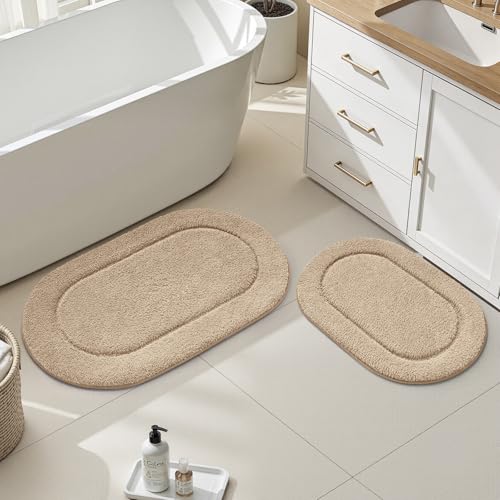 HOMEIDEAS Bathroom Rugs Sets 2 Piece, Soft Bathroom Mats and