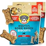 Brutus Bone Broth Biscuits (Beef) - Healthy Dog Treats - Natural Dog Biscuits with Bone Broth and Real Beef for Healthy Joints - 18 Grams of Protein - 8 OZ (Pack of 2)