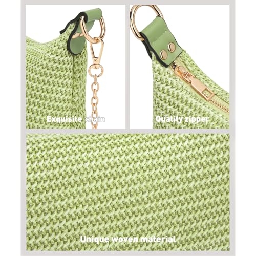 Image of CROJUYI Straw Shoulder Bag for Women Soft Small Woven Shoulder Purse Handbag,Beach Tote Straw Bag for Summer