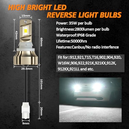 Bestview 912 921 LED Bulb para Luz Reversa de Respaldo 6500K Blanco miniatura 2