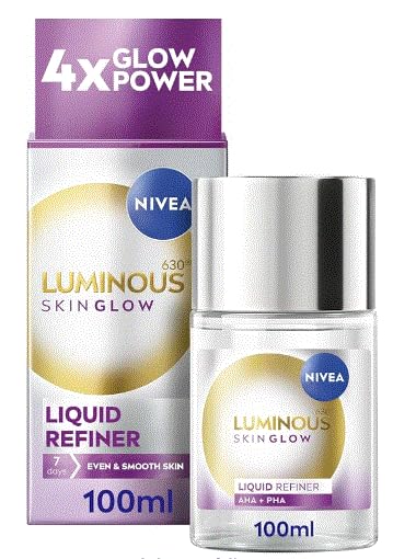 NIVEA LUMINOUS 630° Skin Glow Liquid Exfoliant 100 ml – Gentle AHA + PHA Daily Facial Exfoliator for Even Tone, Refined Pores & Radiant Skin Glow