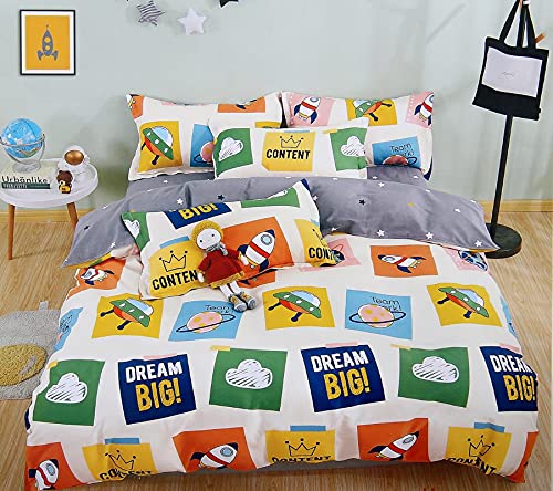 Femfairy Kids Cartoon Printed Glace Cotton Double Bed bedsheet with 2 Pillow Cover,90 * 100 inch-image-37