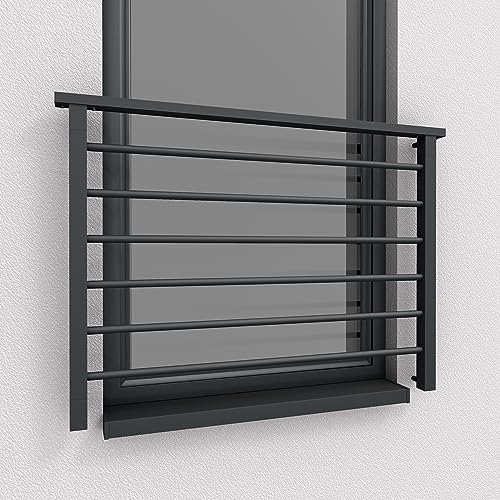 Fello AluLight Aluminium French français balcon fenêtre balustrade Anthracite RAL 7016 (1, 100x100cm)