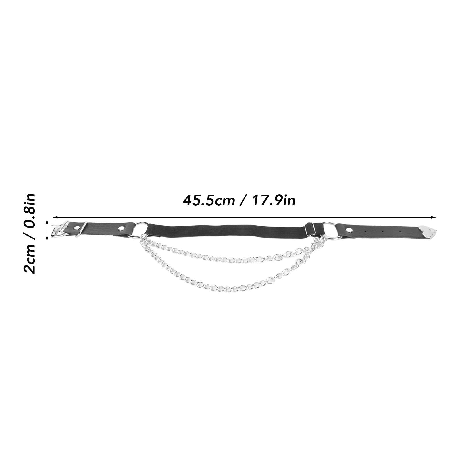 2PCS Jarretières Gothiques Réglables - Style Punk Avec Pinces Métal - Taille M - Noir