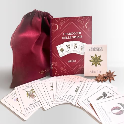 Silkflair I Tarocchi delle Spezie Mazzo 22 carte con libro interpretativo | Edizione limitata 2025 | Idea regalo originale e gourmet per amanti di cucina, spezie e giochi simbolici
