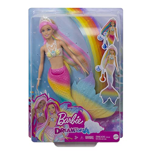 Barbie-Dreamtopia-Sirene-Magique-Arc-en-Ciel-Poupee-Sirene-Changeant-De-Couleur-dans-leau-Jouet-pour-Enfant-de-3-Ans-et-Plus-GTF89 Barbie Dreamtopia Sirène Magique Arc-en-Ciel, Poupée Sirène Changeant De Couleur dans l'eau, Jouet pour Enfant de 3 Ans et Plus, GTF89 – Image 7